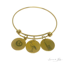 Bracelet jonc avec médaille(s) personnalisée(s)